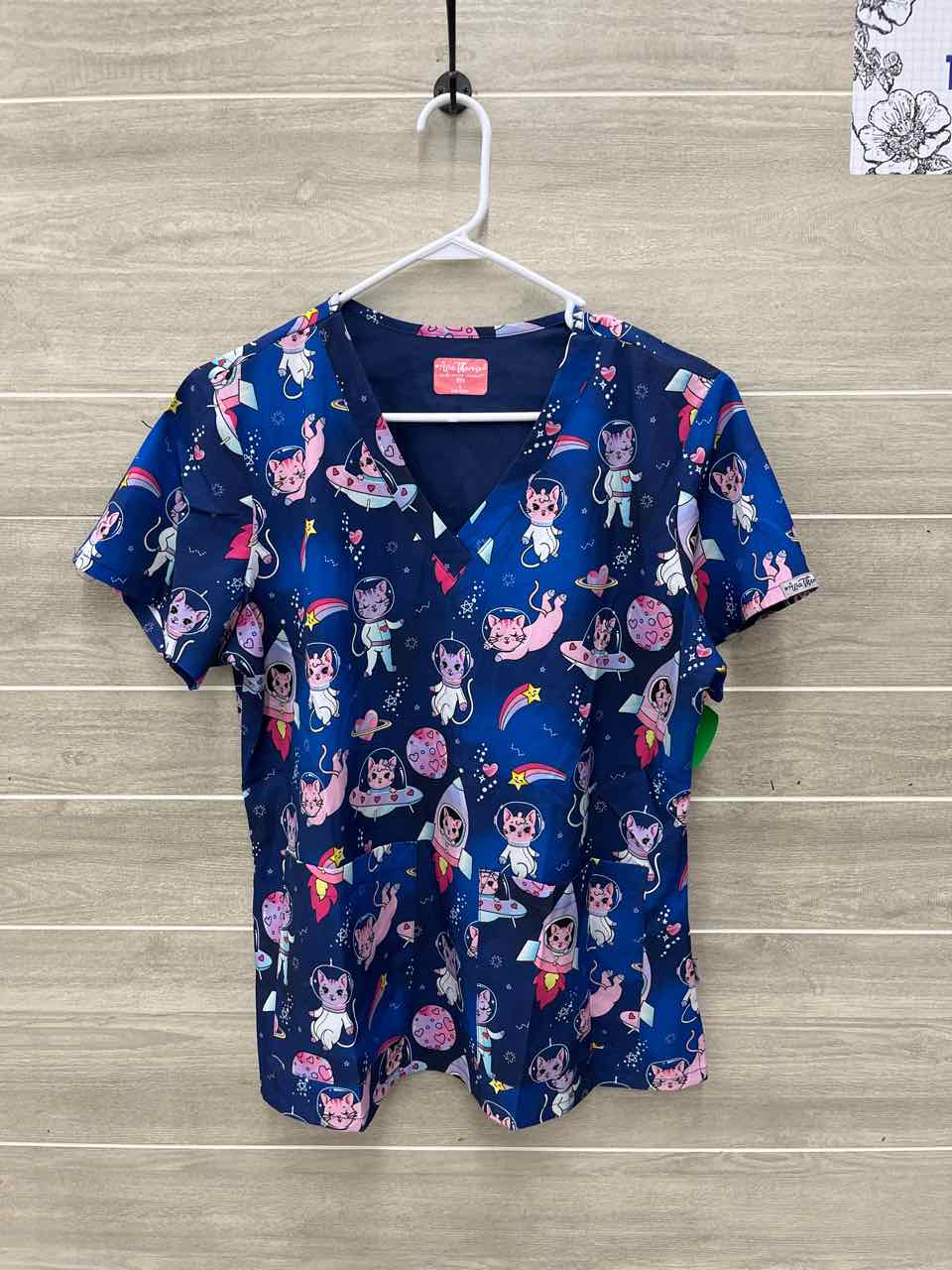 Size L Blue Womens Scrub Top