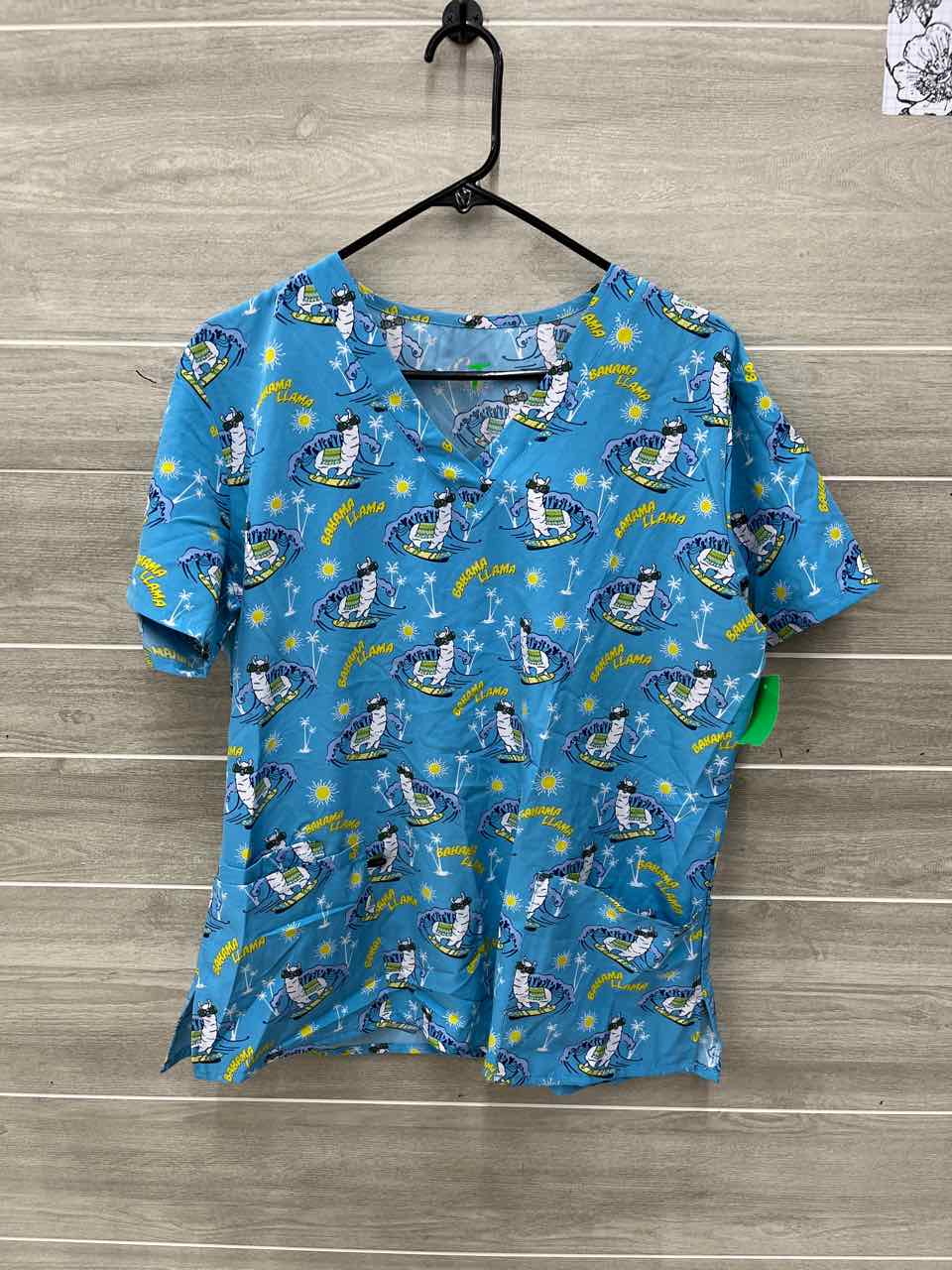 Size L Blue Womens Scrub Top