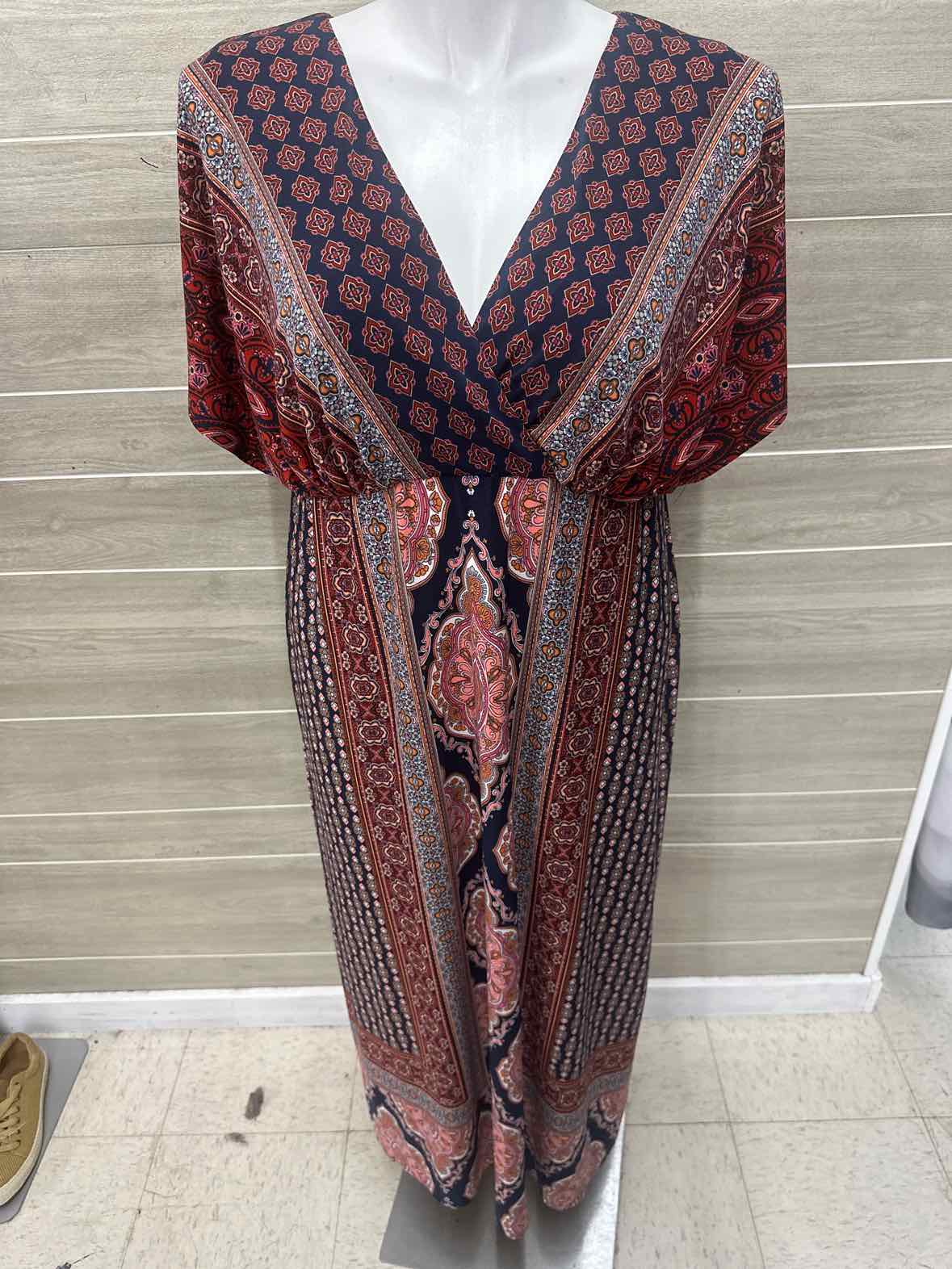 London Times Size 1X Navy Plus Dress