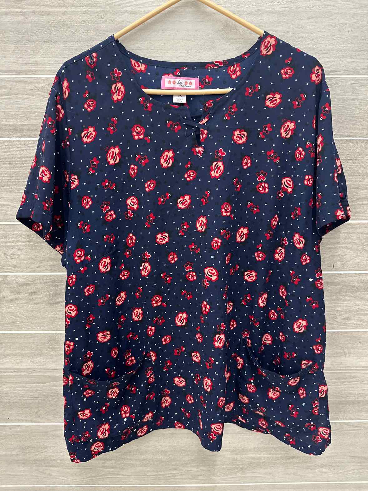 Koi Navy Womens Size 3X Scrub Top