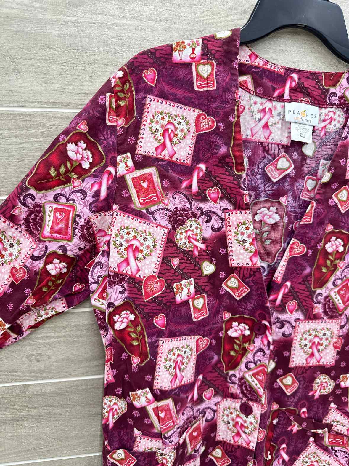 Peaches Pink Womens Women Size Small Scrub Top