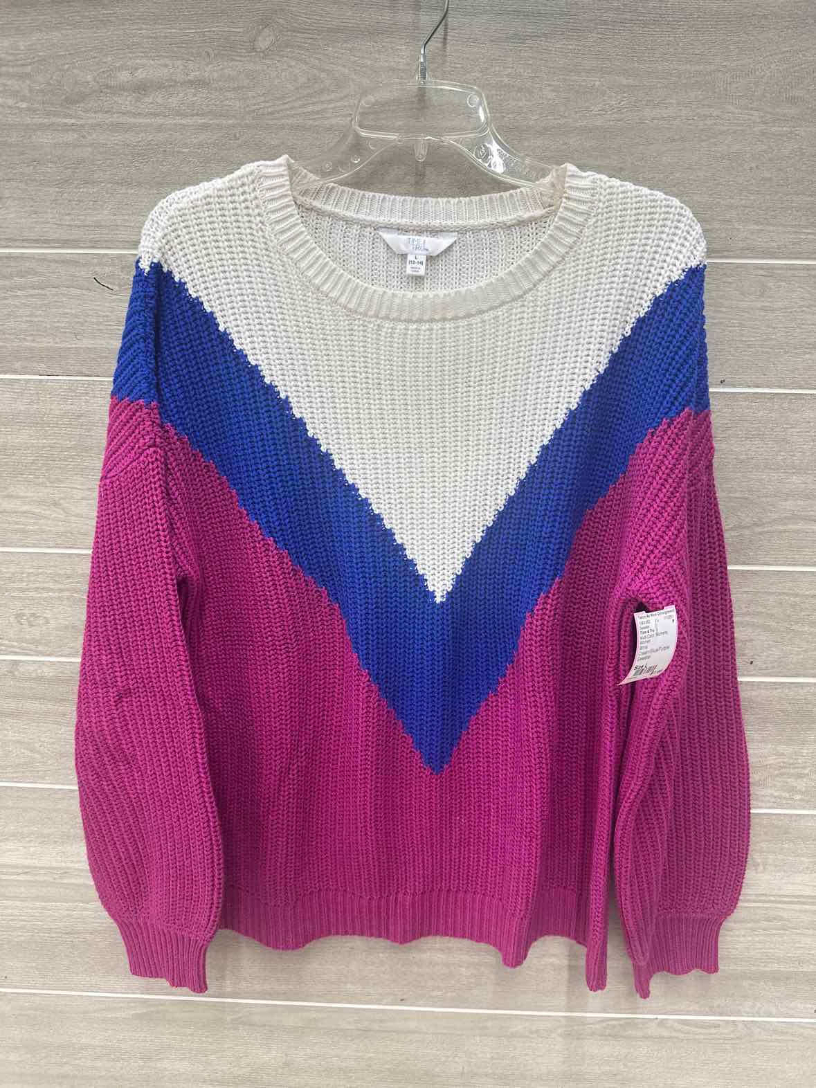Time & Tru Size L Multi-Color Womens Sweater