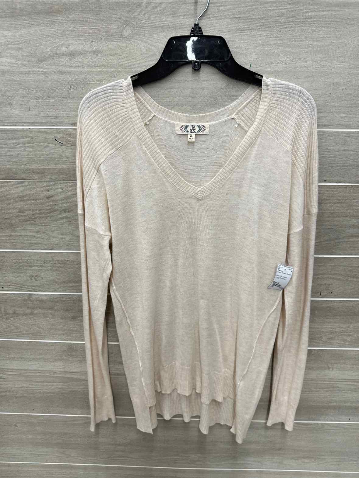 Pink Rose Size XL Cream Womens Shirt