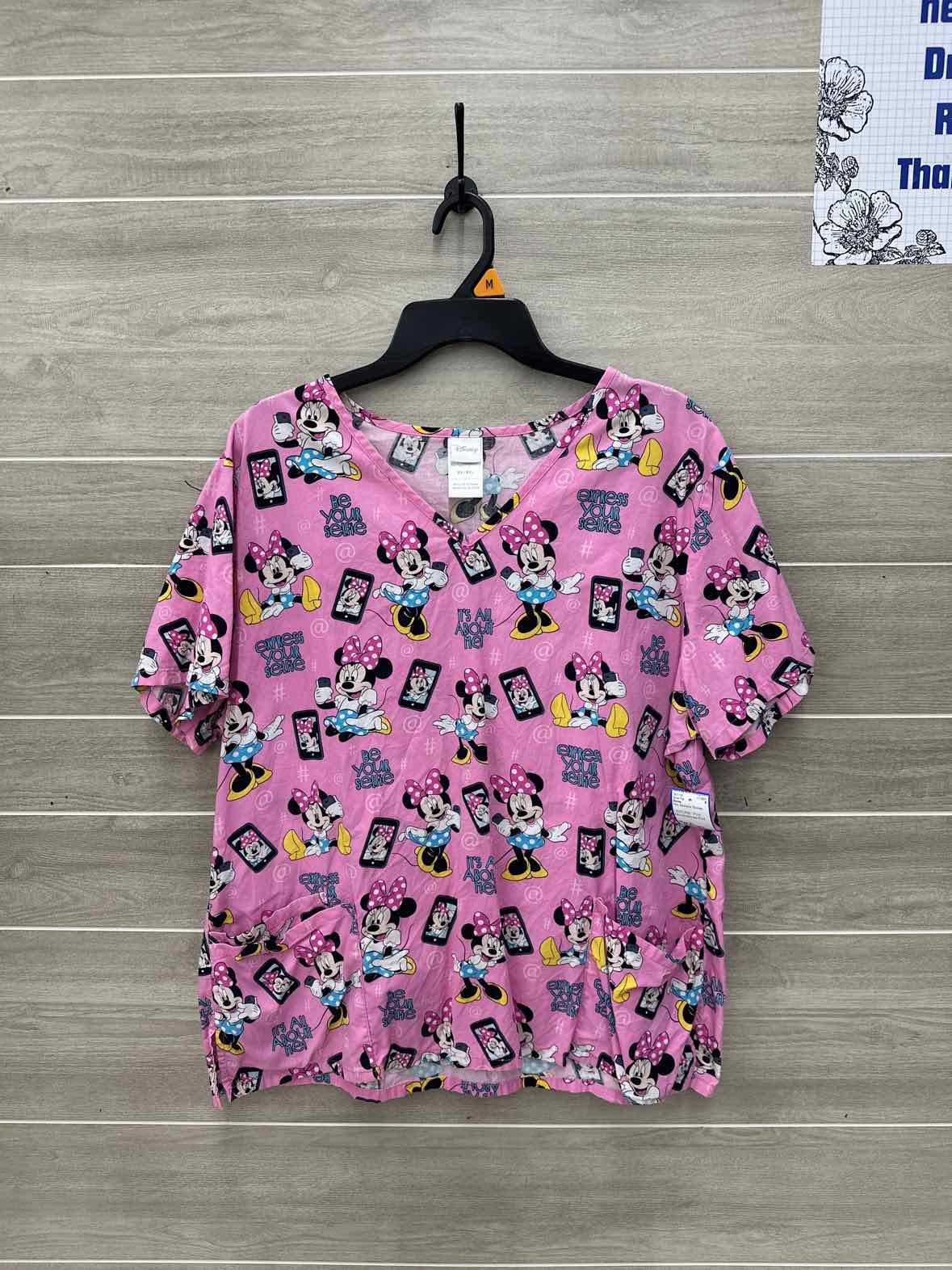 Disney Size XL Pink Womens Scrub Top