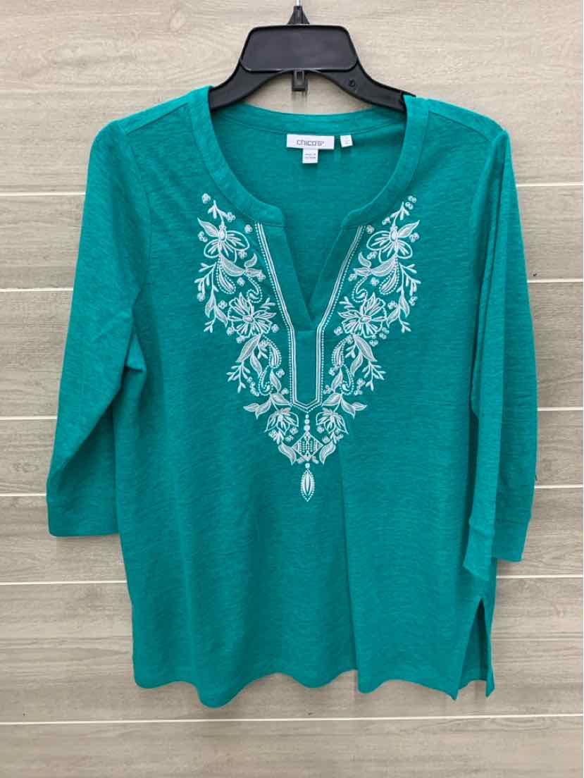 Chico's Teal Womens Size M Shirt