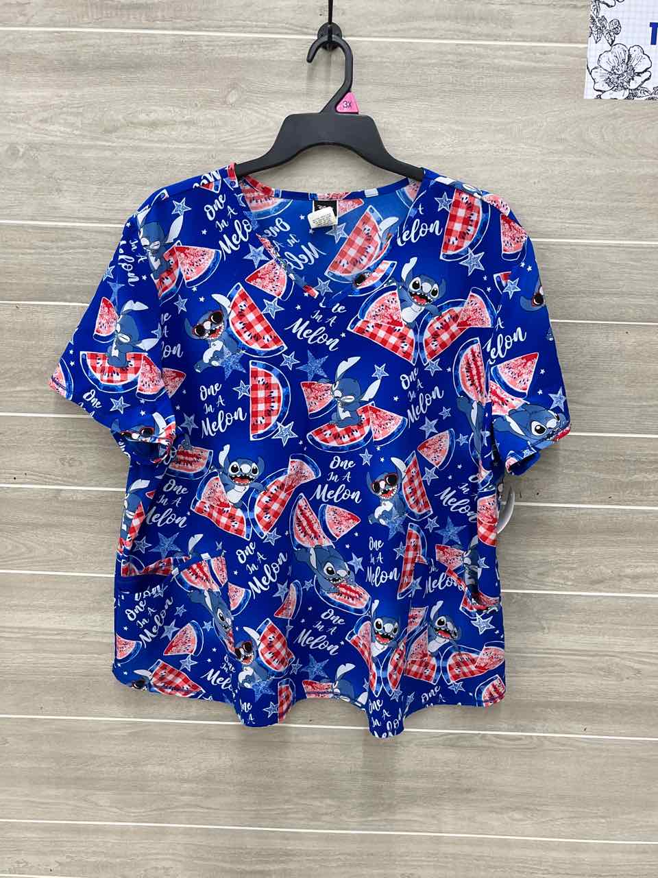 Disney Blue Womens Women Size 3X Scrub Top