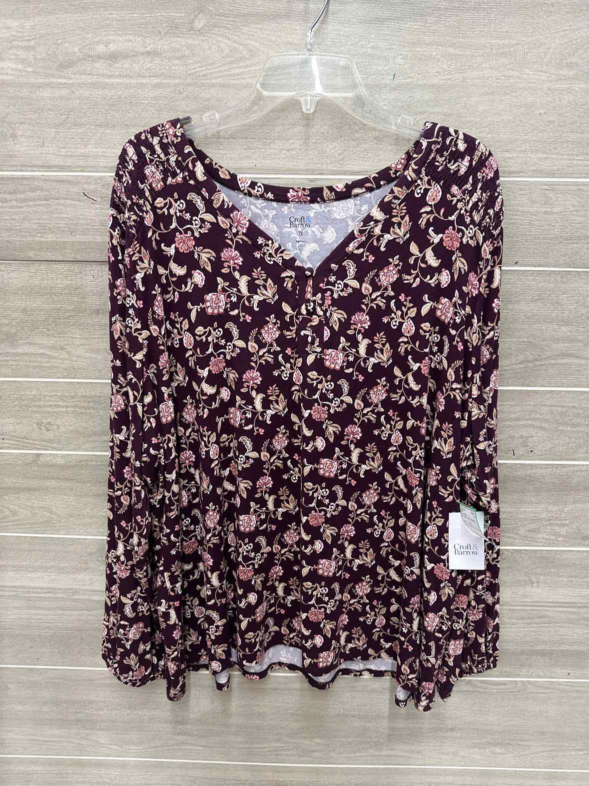 Croft & Barrow Size 2X Burgundy Plus Shirt