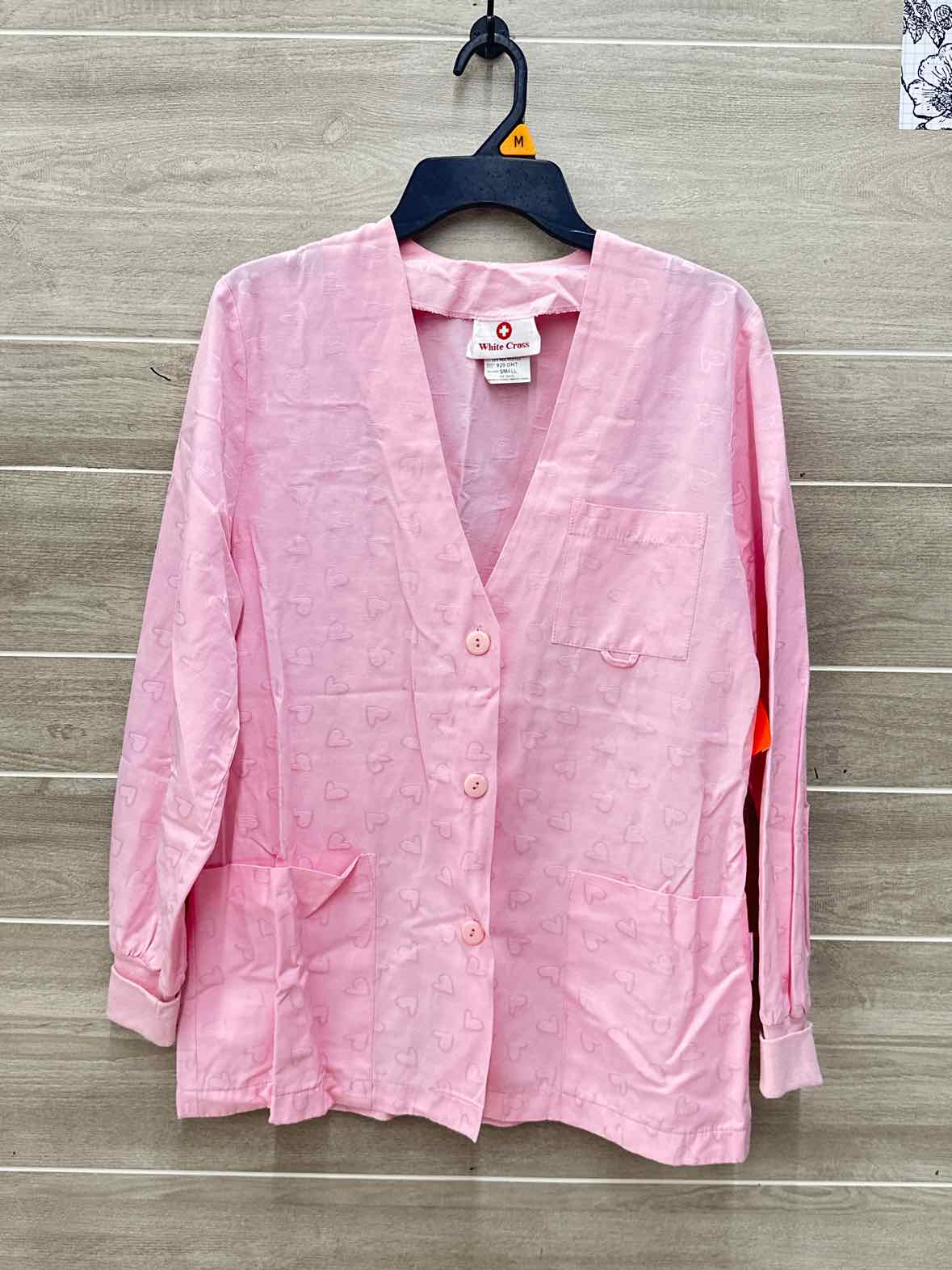 White Cross Pink Womens Women Size Small Scrub Top