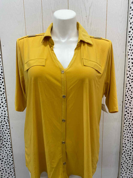 89th & Madison Yellow Womens Size 2X Shirt