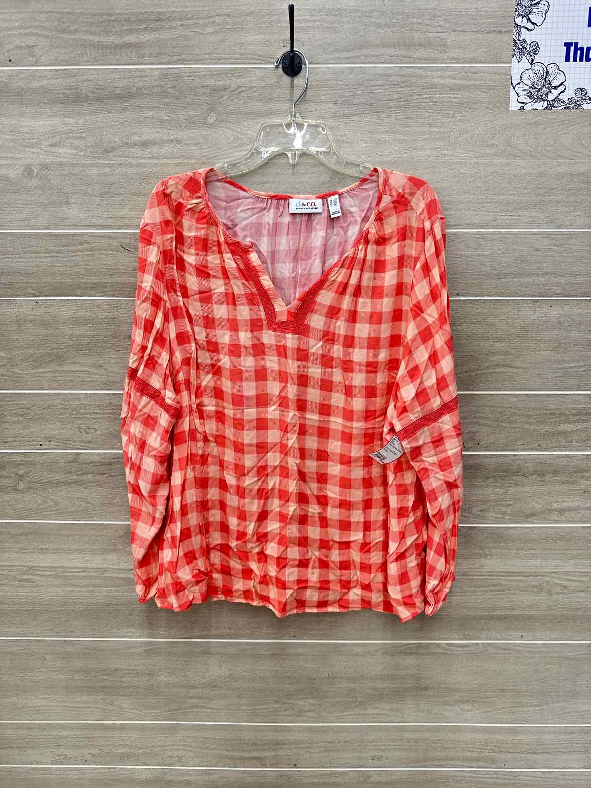 D & Co Coral Womens Women Size 2X/3X Shirt