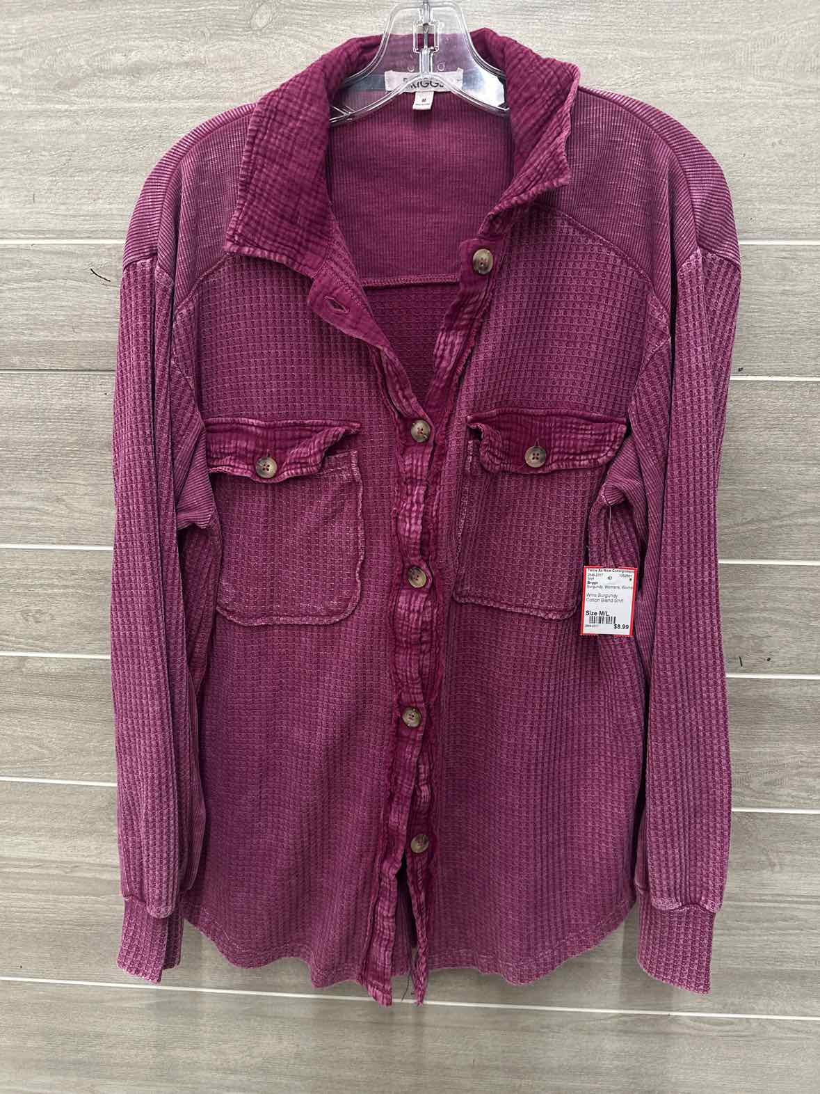 Briggs Size M/L Burgundy Womens Shirt