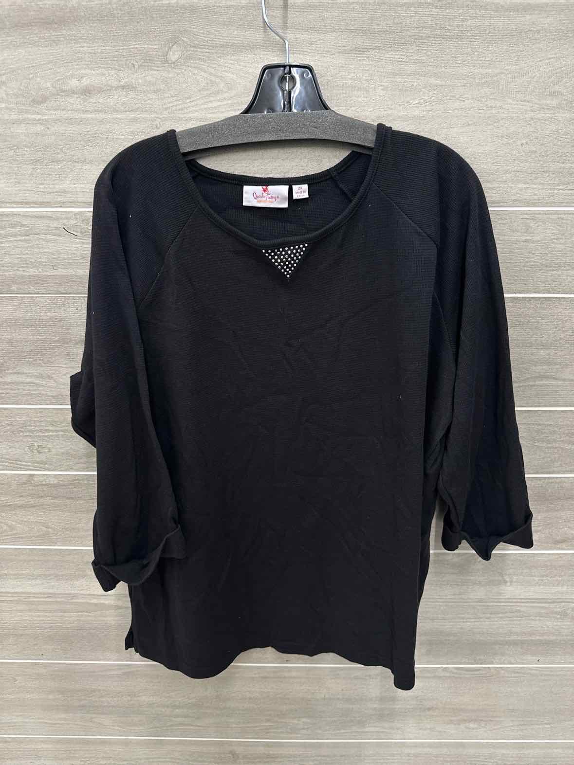 Quacker Factory Size 2X Black Plus Shirt