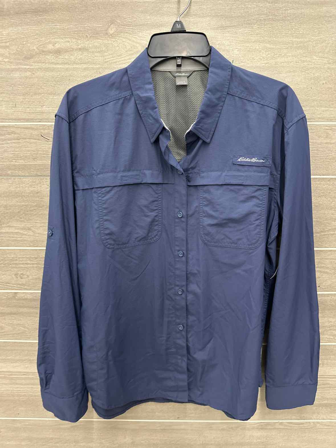 Eddie Bauer Size L Navy Womens Shirt