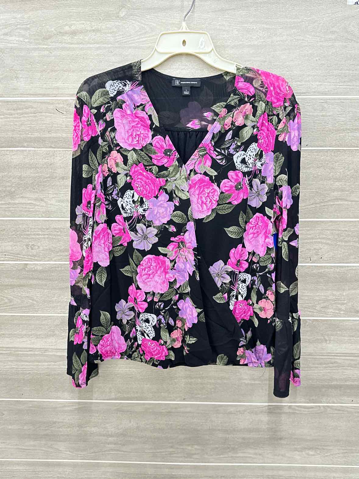 INC Size L Black Womens Shirt