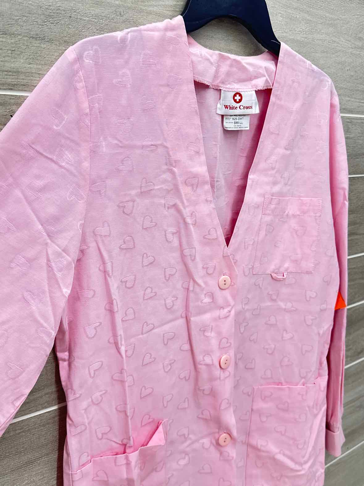 White Cross Pink Womens Women Size Small Scrub Top