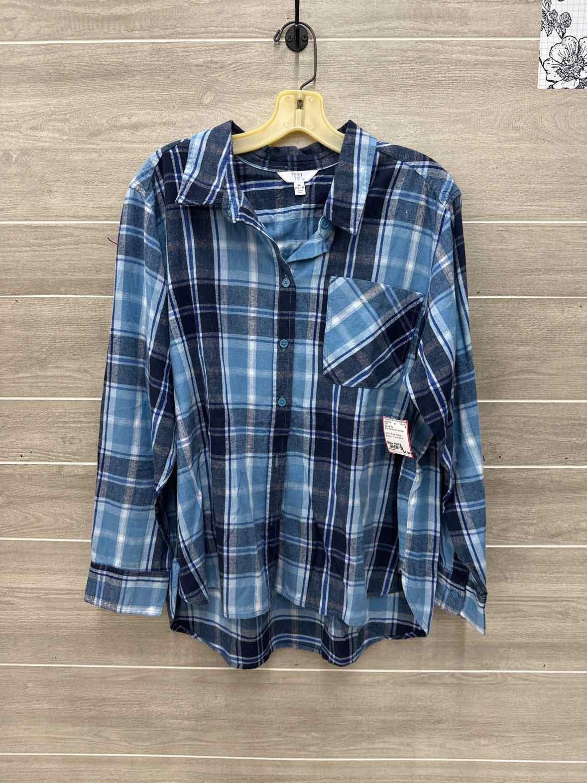 Time & Tru Blue Womens Women Size 16/18 Shirt