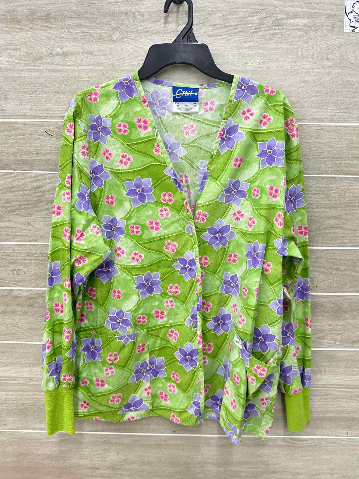 Crest Green Womens Women Size M Scrub Top