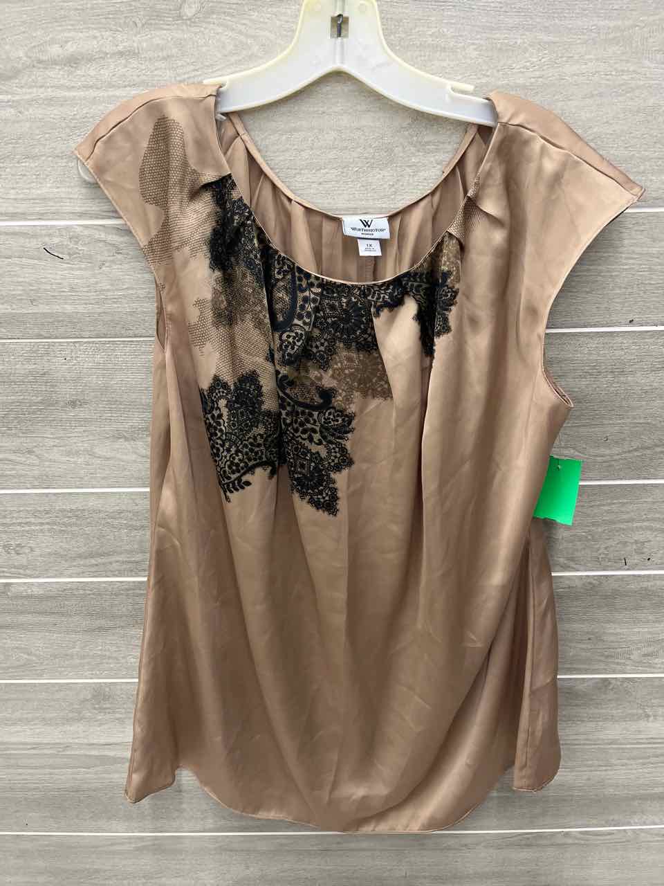 Worthington Size 1X Tan Plus Shirt
