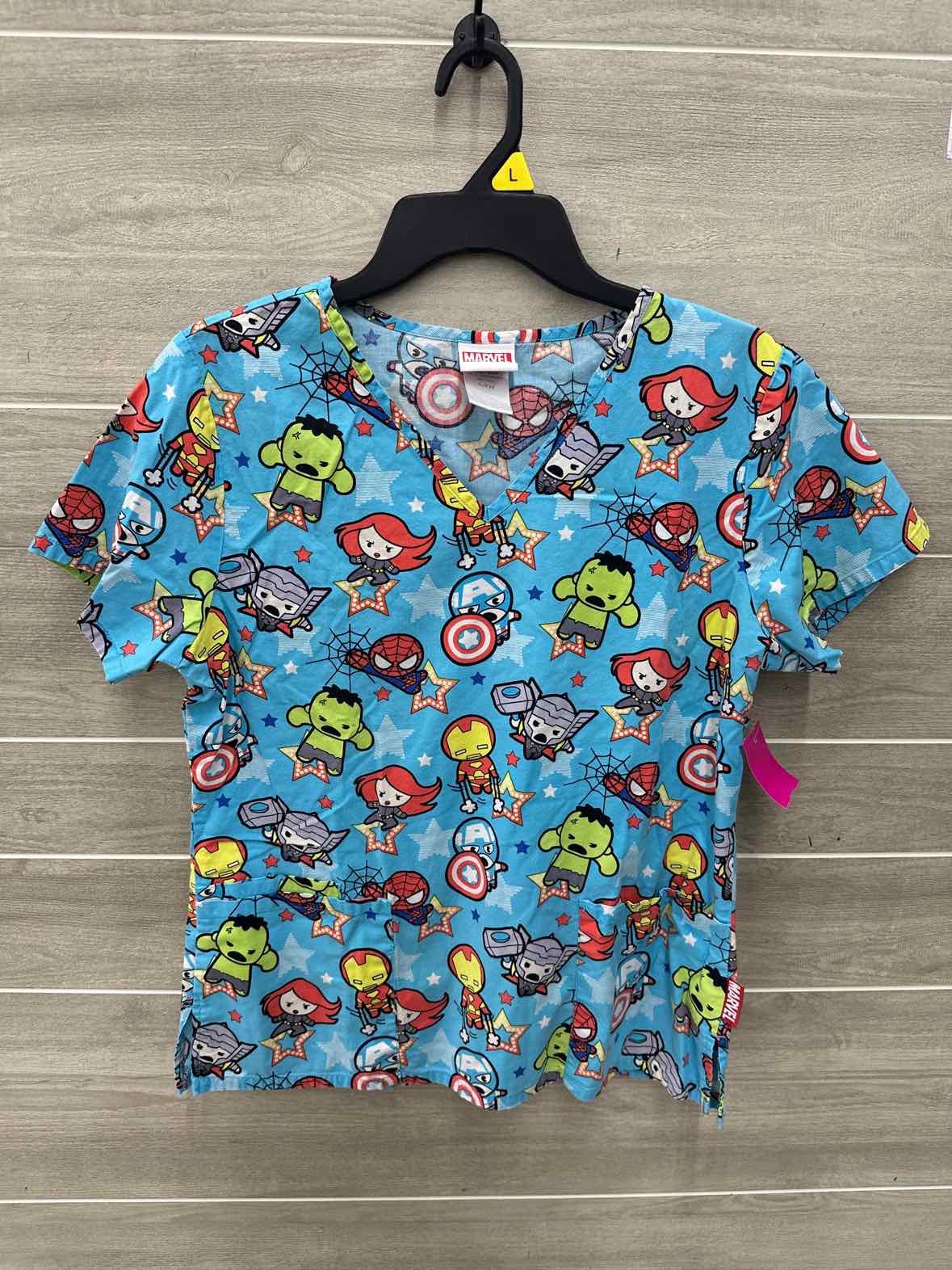 Marvel Size S Blue Womens Scrub Top