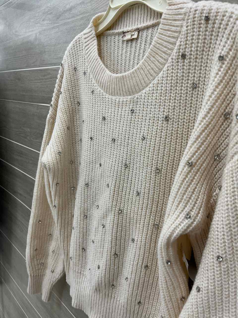 Hem & Thread Cream Womens Women Size L Sweater