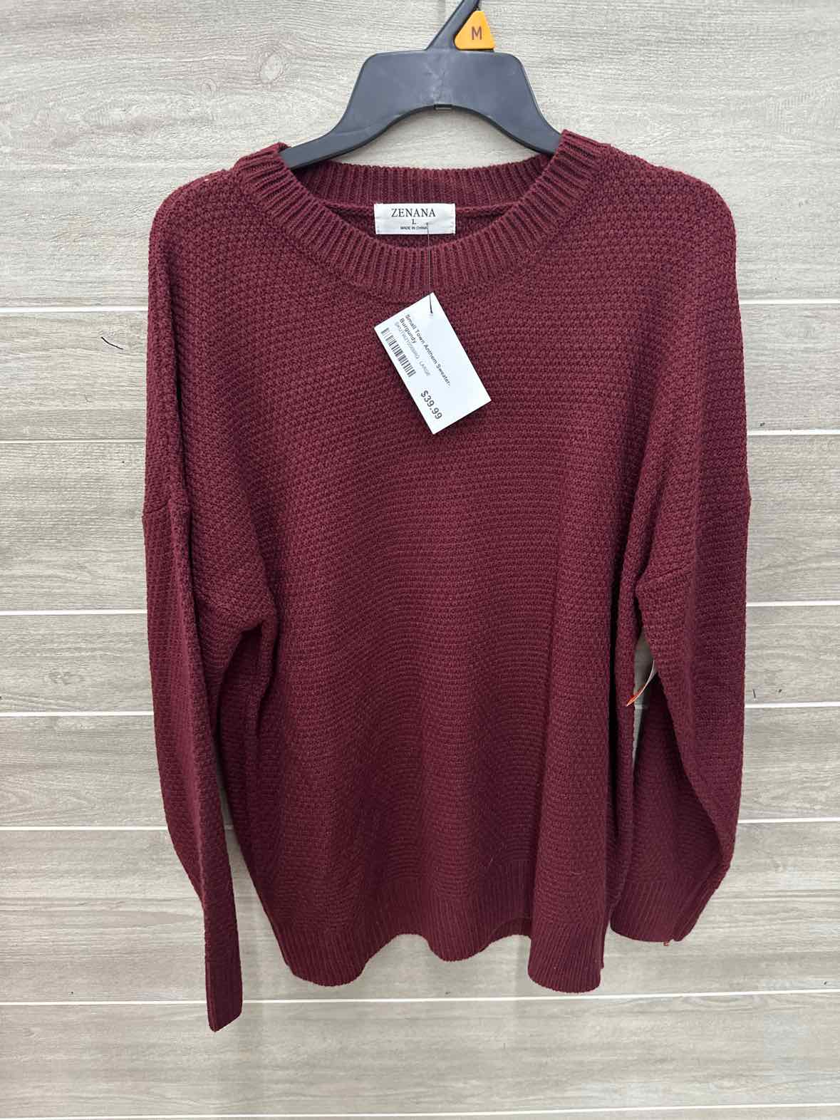 Zenana Size L Burgundy Womens Sweater