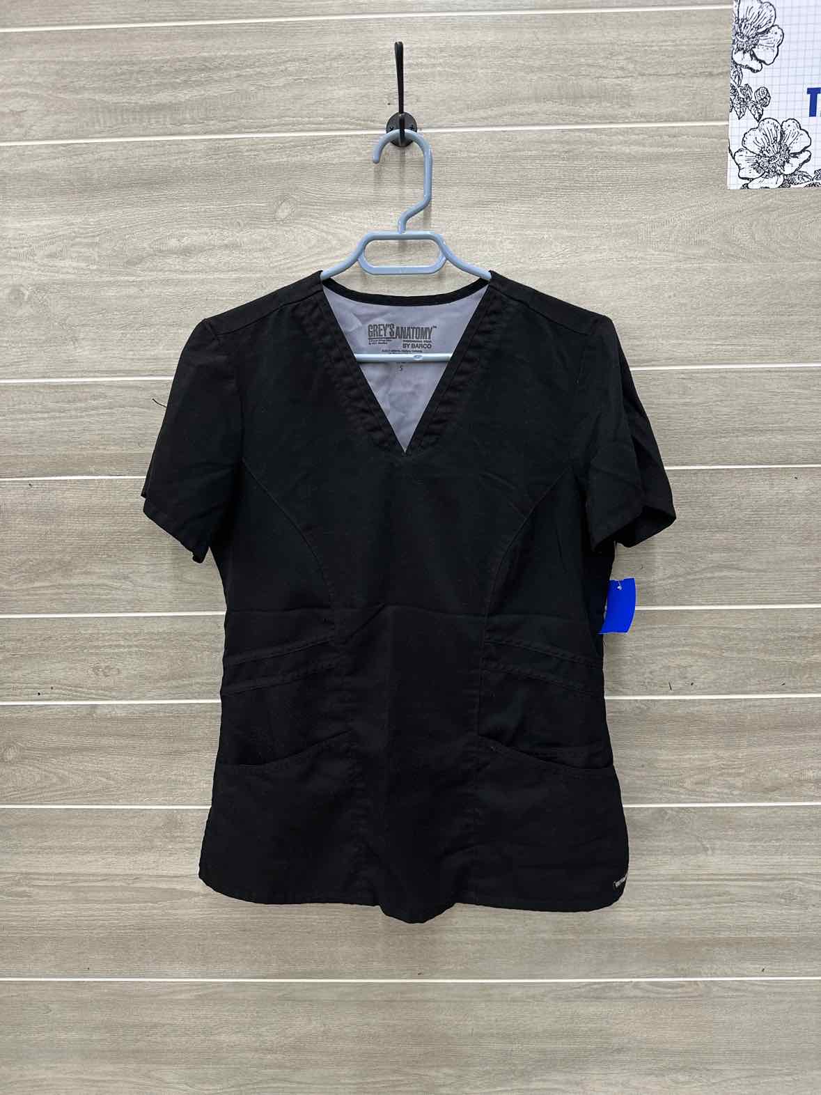 Greys Anatomy Size S Black Womens Scrub Top