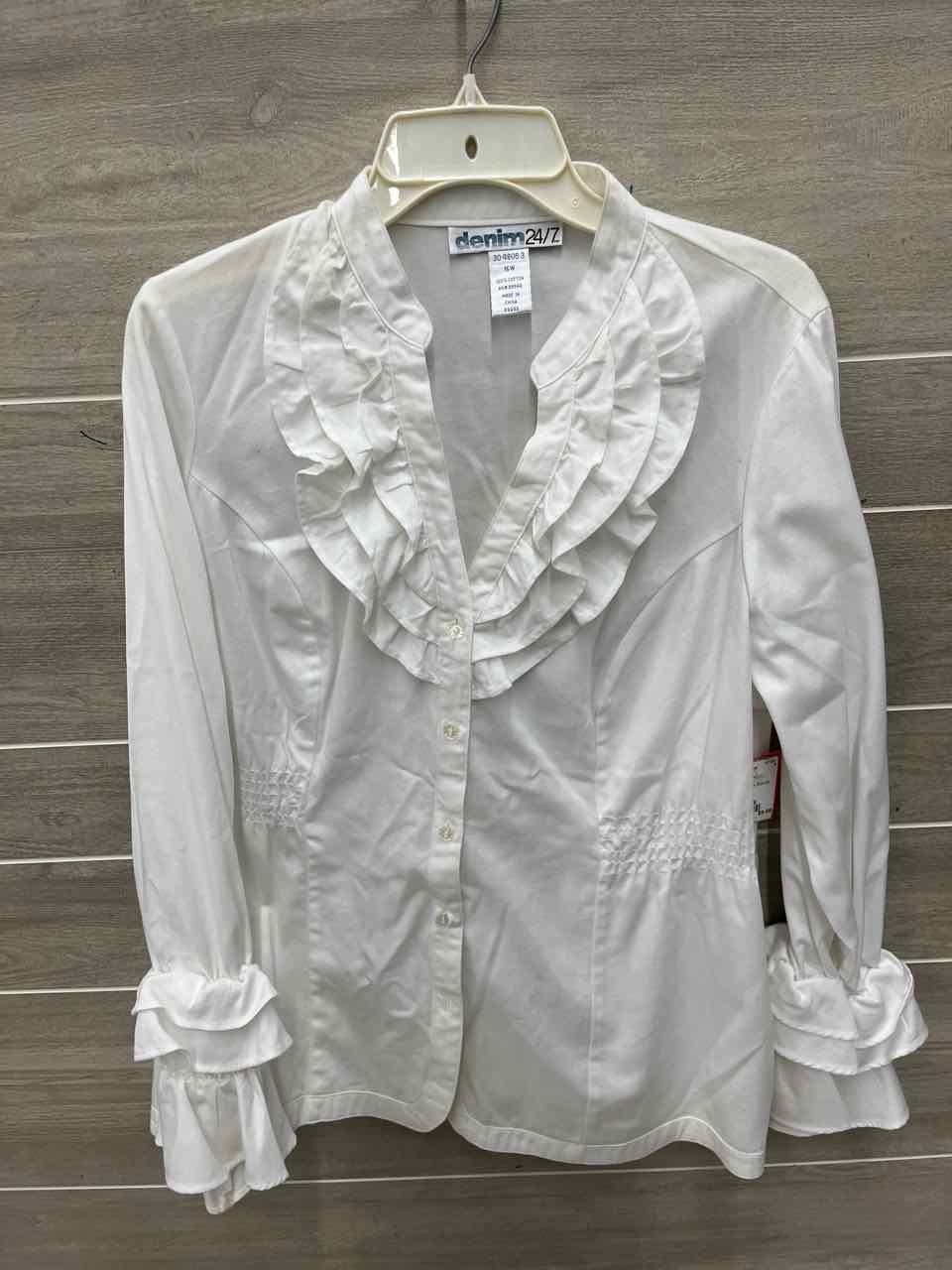 Denim 24/7 Size 16W White Plus Shirt