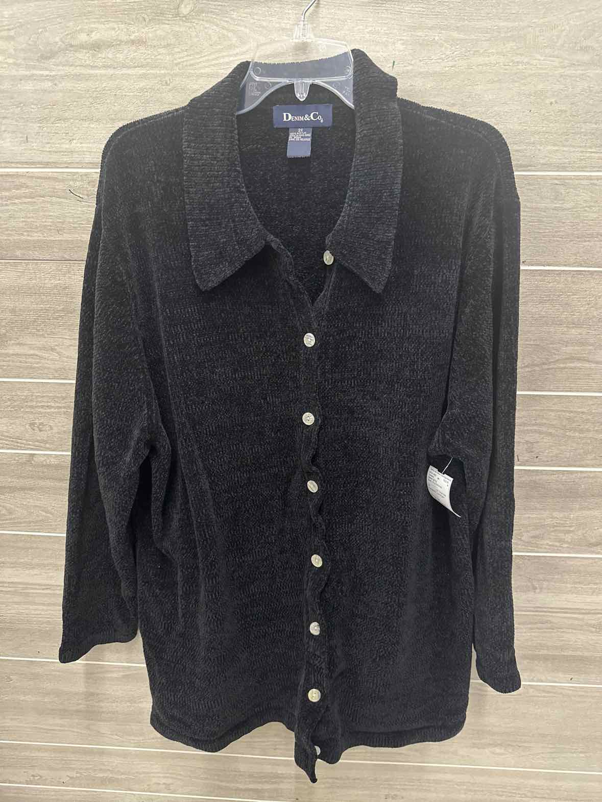Denim & Co Size 2X Black Plus Sweater