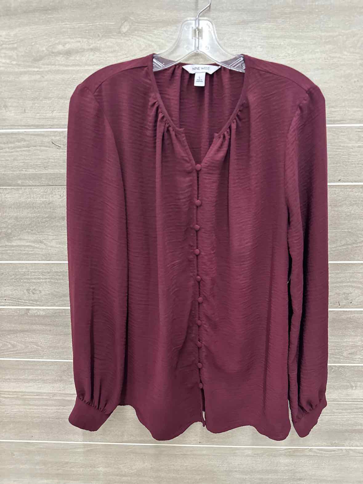 Nine West Size L Burgundy Womens Shirt