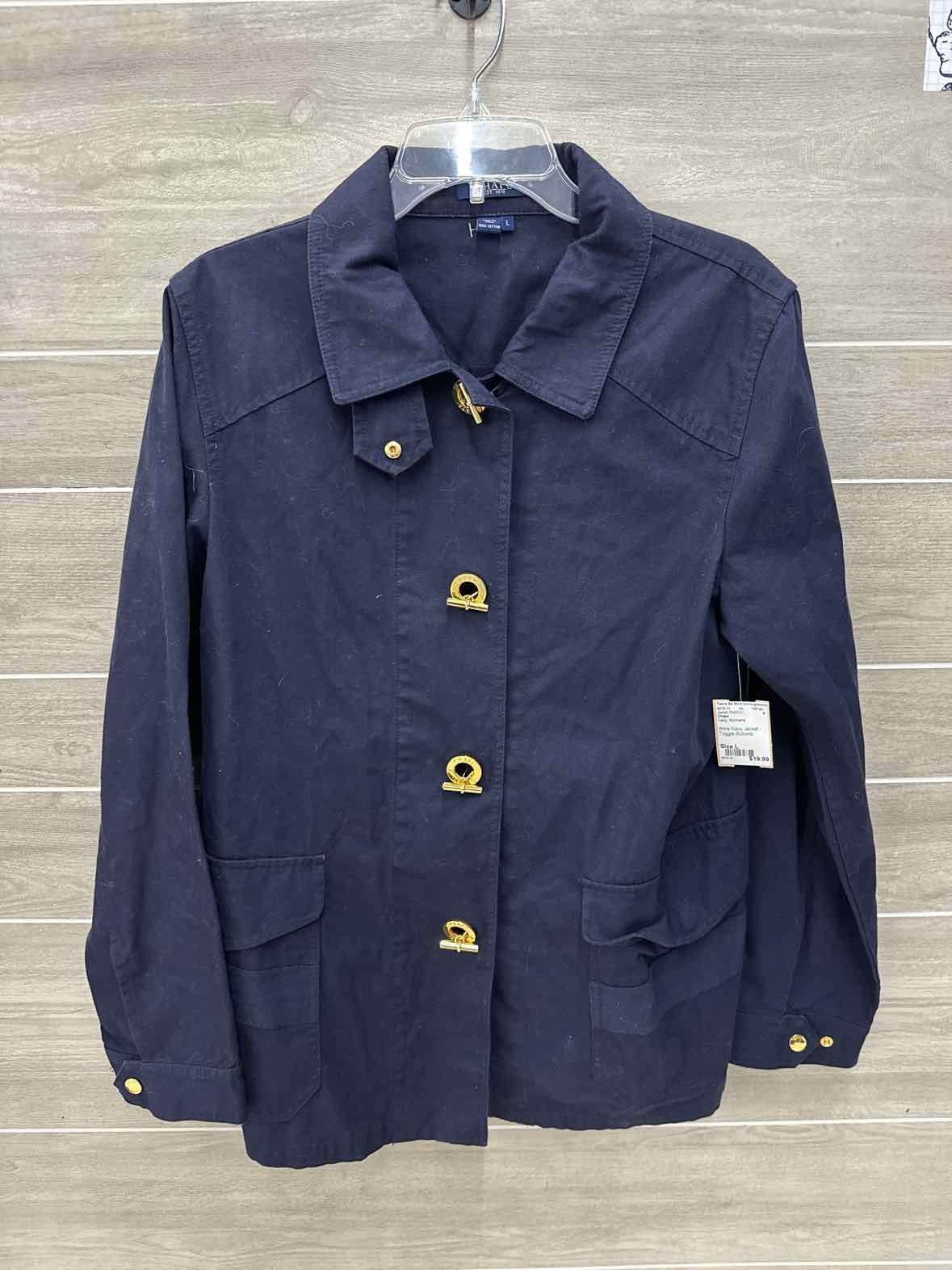 Chaps Navy Womens Size L Jacket (Outdoor)