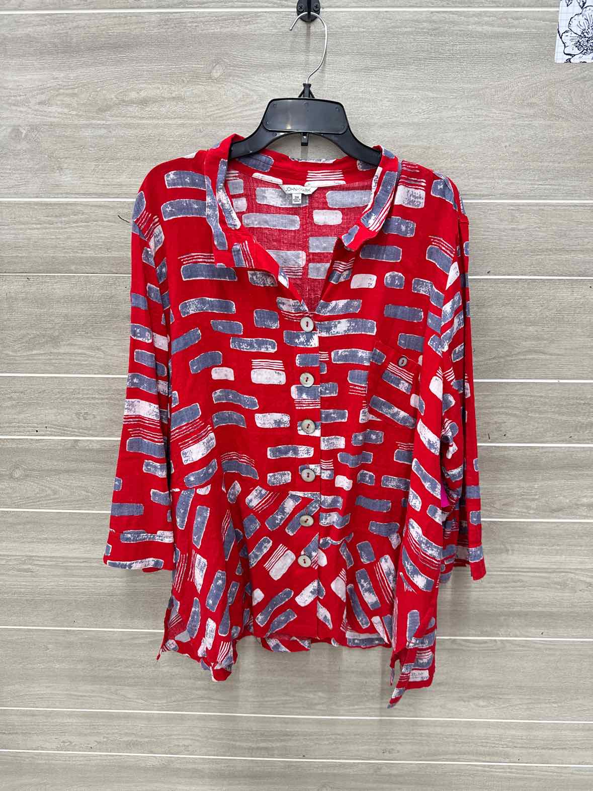 John Mark Size 2X Red Womens Shirt