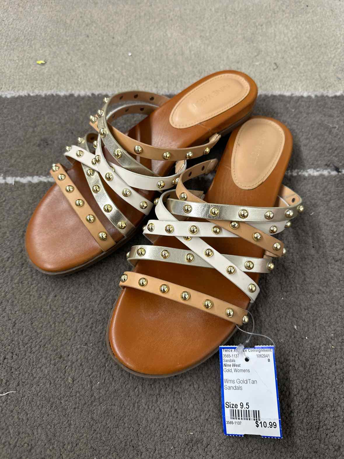 Nine West Gold Womens Size 9.5 Sandals