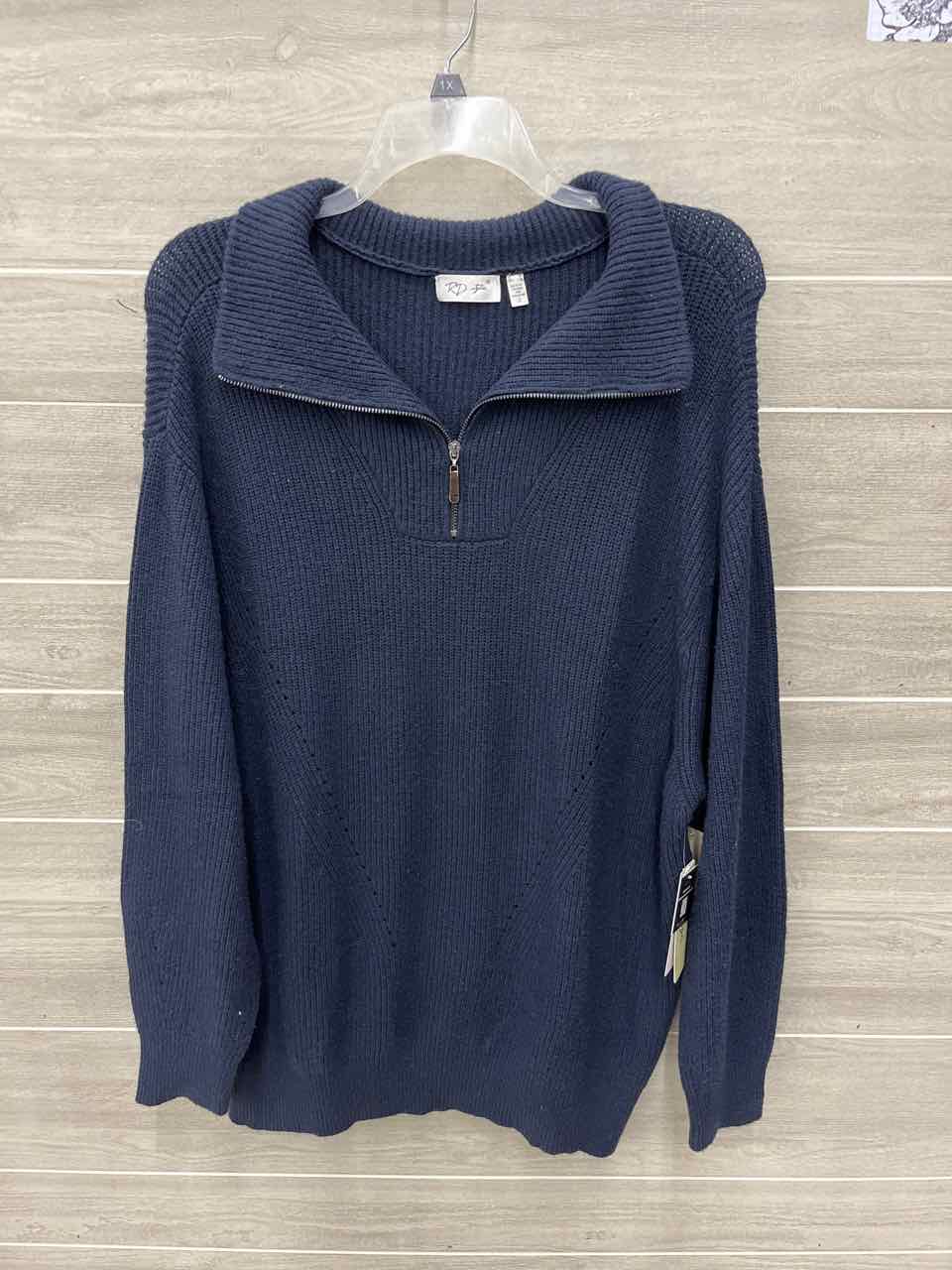 RD Style Size 3X Navy Plus Sweater