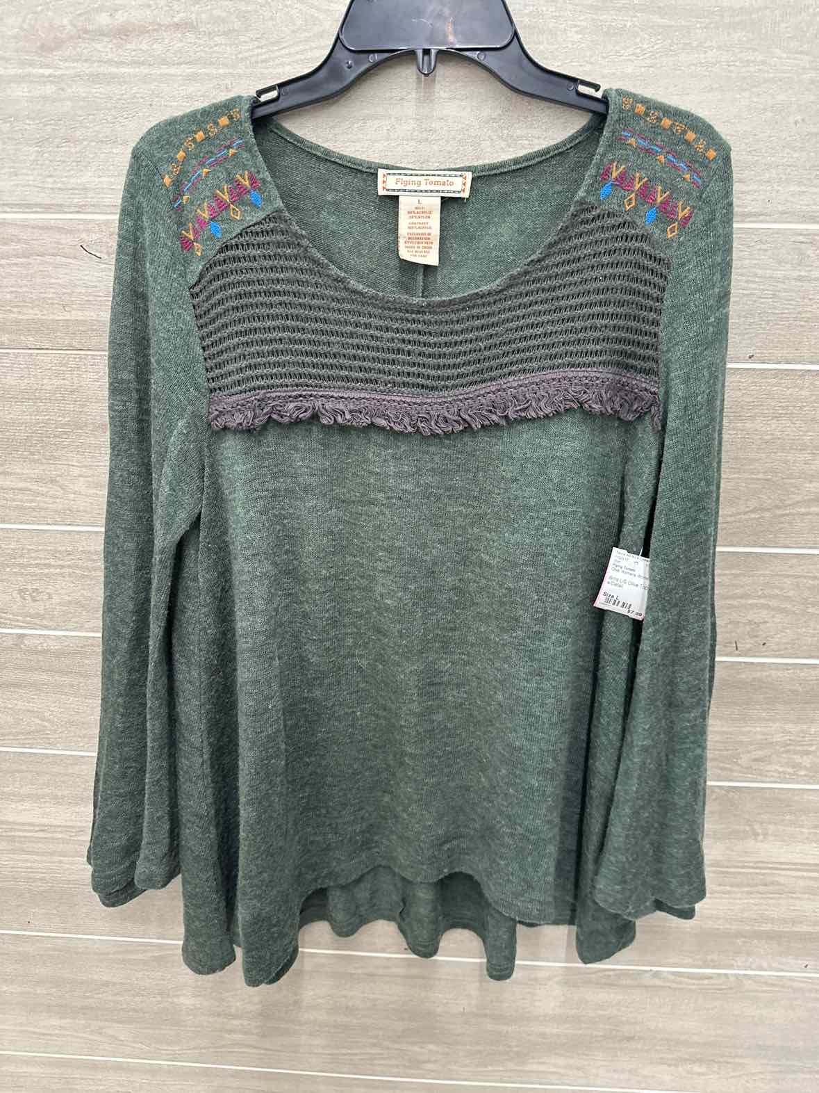 Flying Tomato Size L Olive Womens Shirt