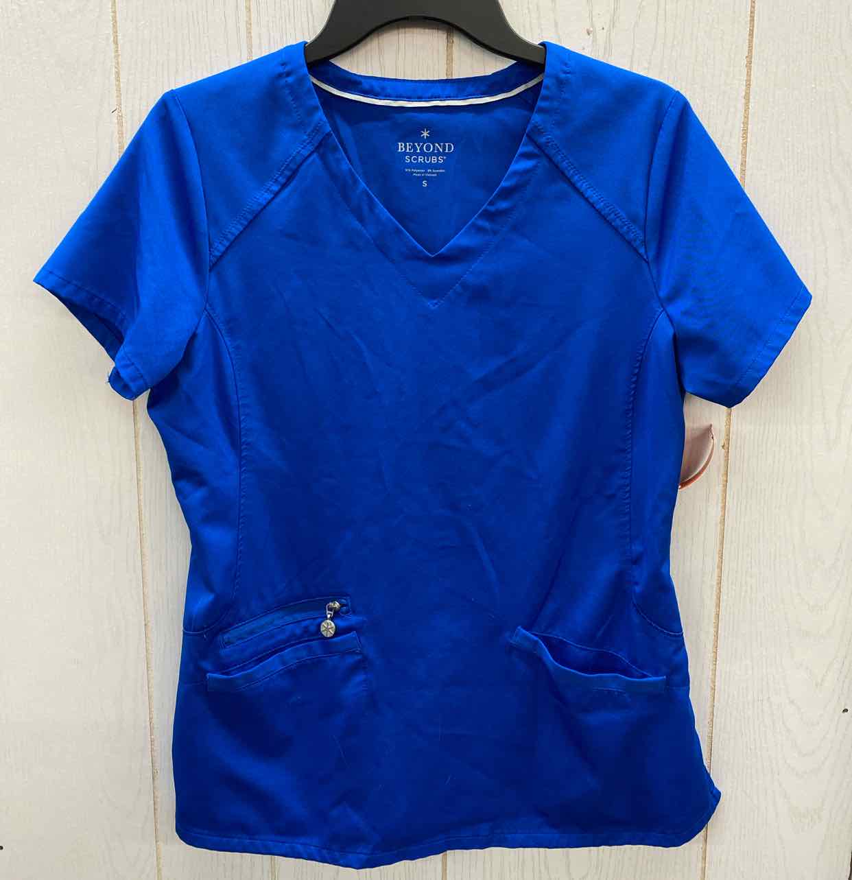 Beyond Scrubs Blue Womens Size Small Scrub Top