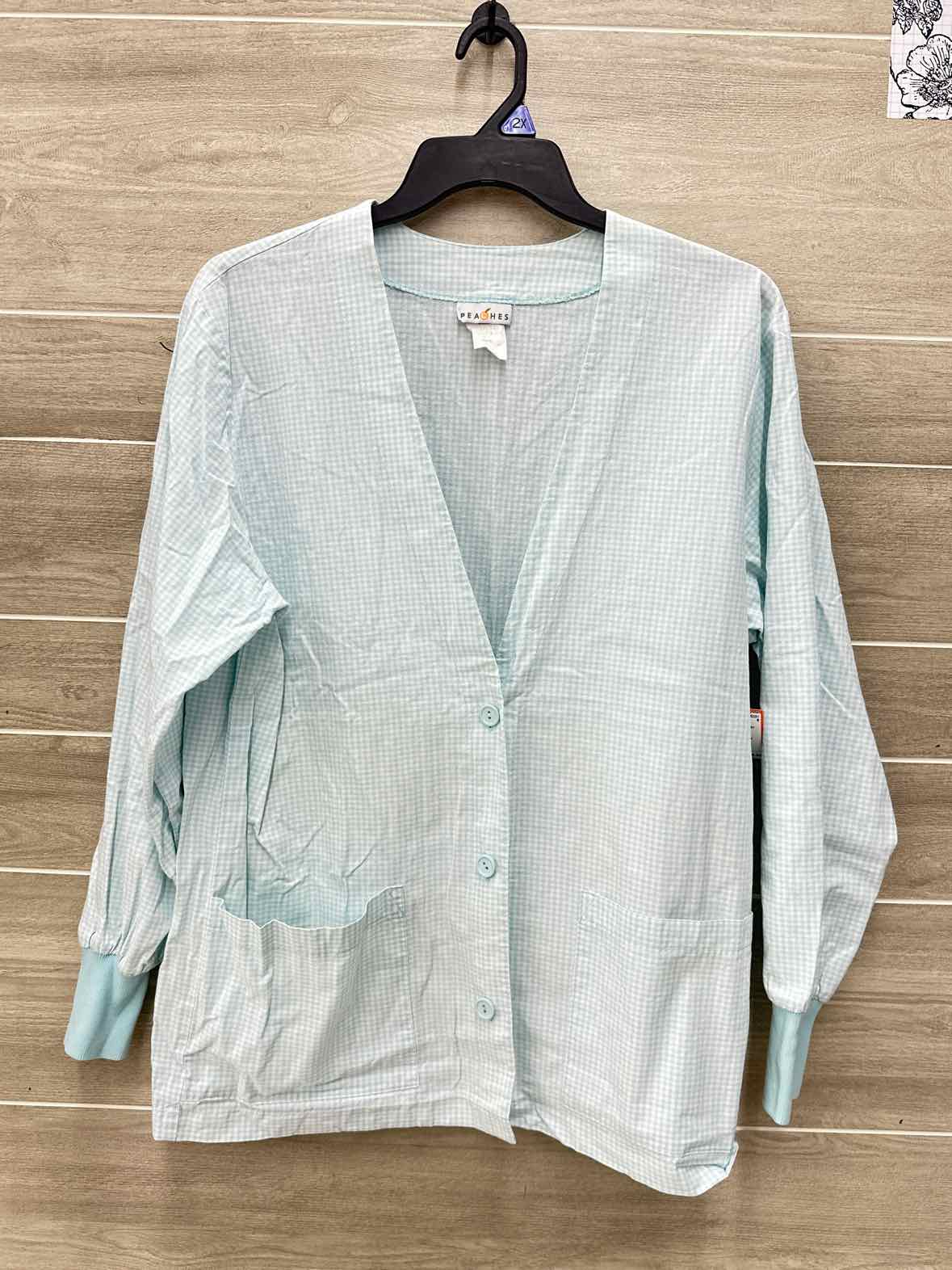 Peaches Blue Womens Women Size M Scrub Top