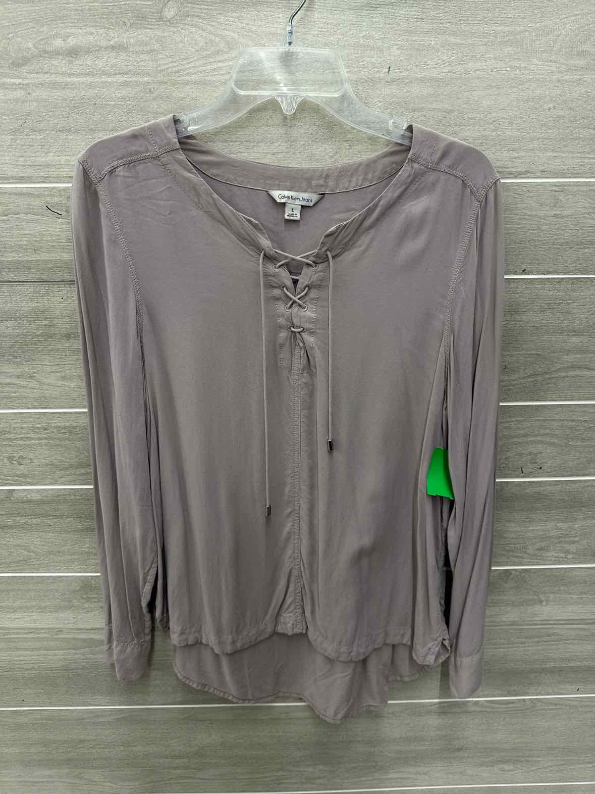 Calvin Klein Size L Taupe Womens Shirt