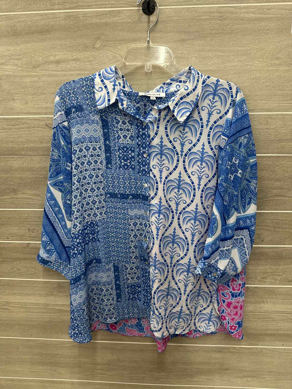 Rose + Olive Size 1X Blue Plus Shirt