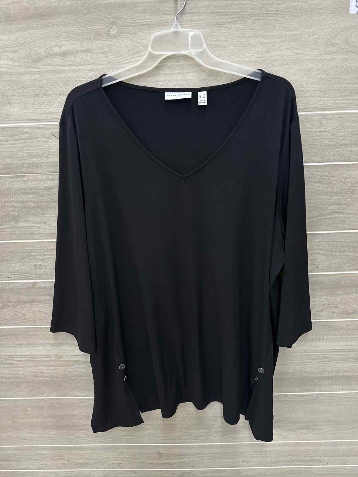 Susan Graver Size 3X Black Plus Shirt