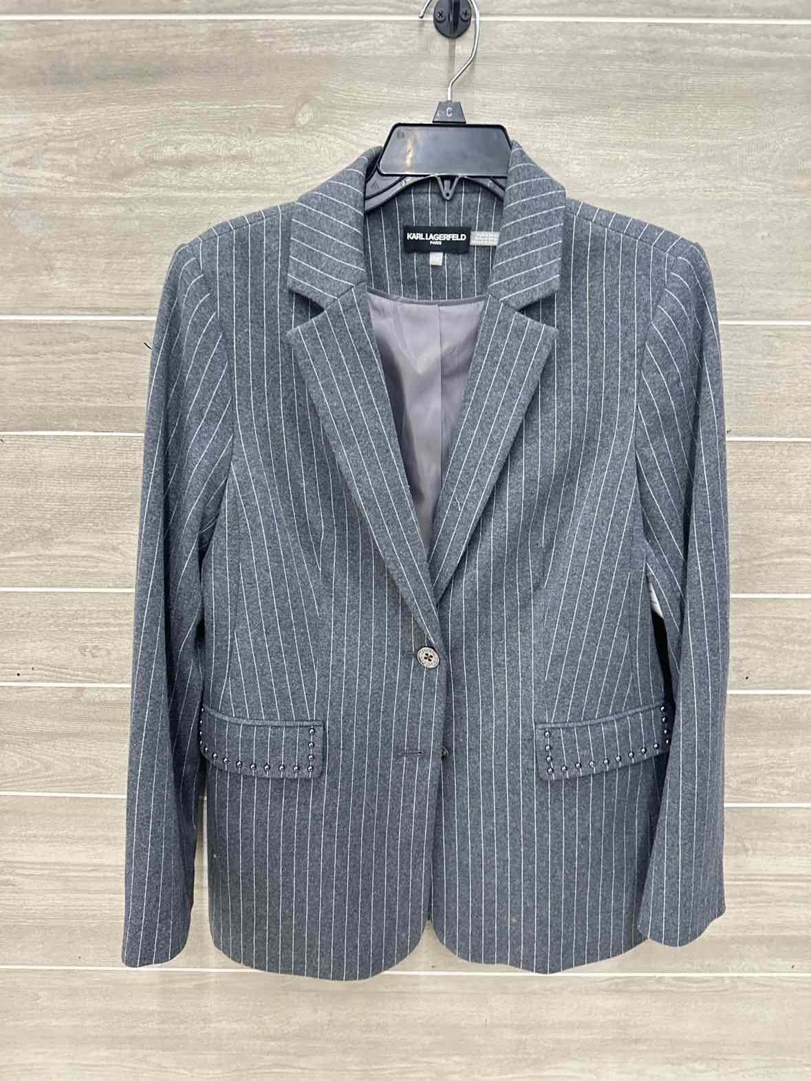 Karl Lagerfeld Gray Womens Women Size 12 Blazer
