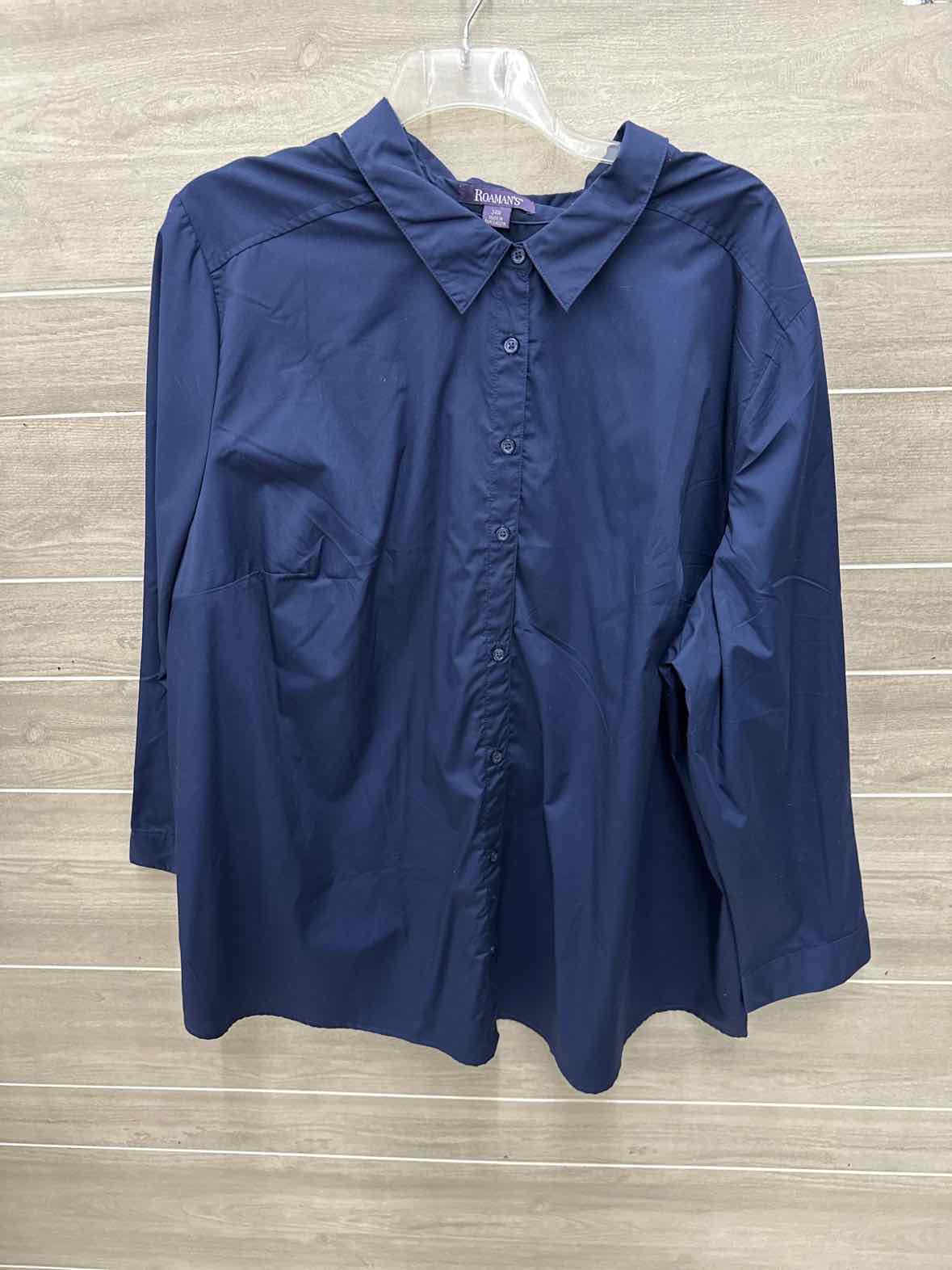 Roamans Size 5X Blue Plus Shirt
