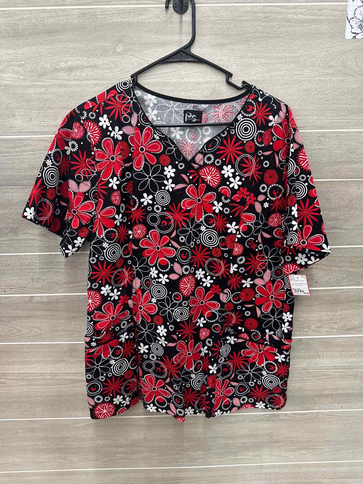Peaches Size XXL Black Womens Scrub Top