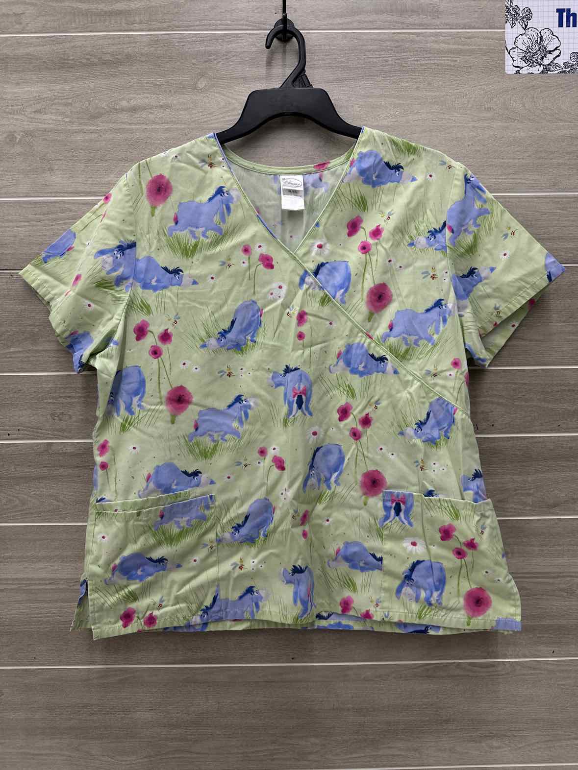Disney Size XL Green Womens Scrub Top