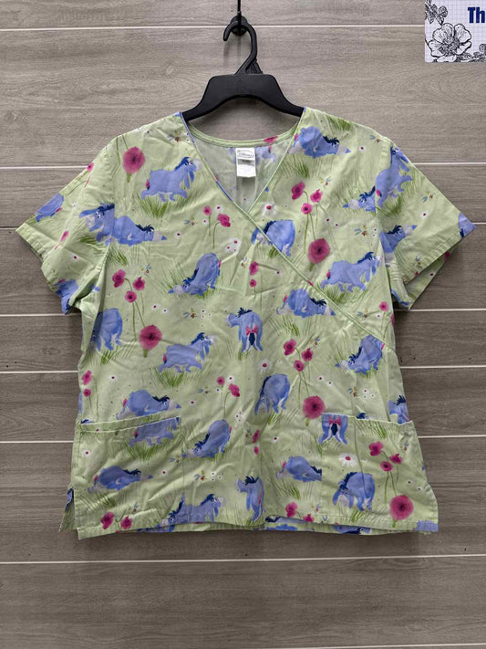 Disney Size XL Green Womens Scrub Top
