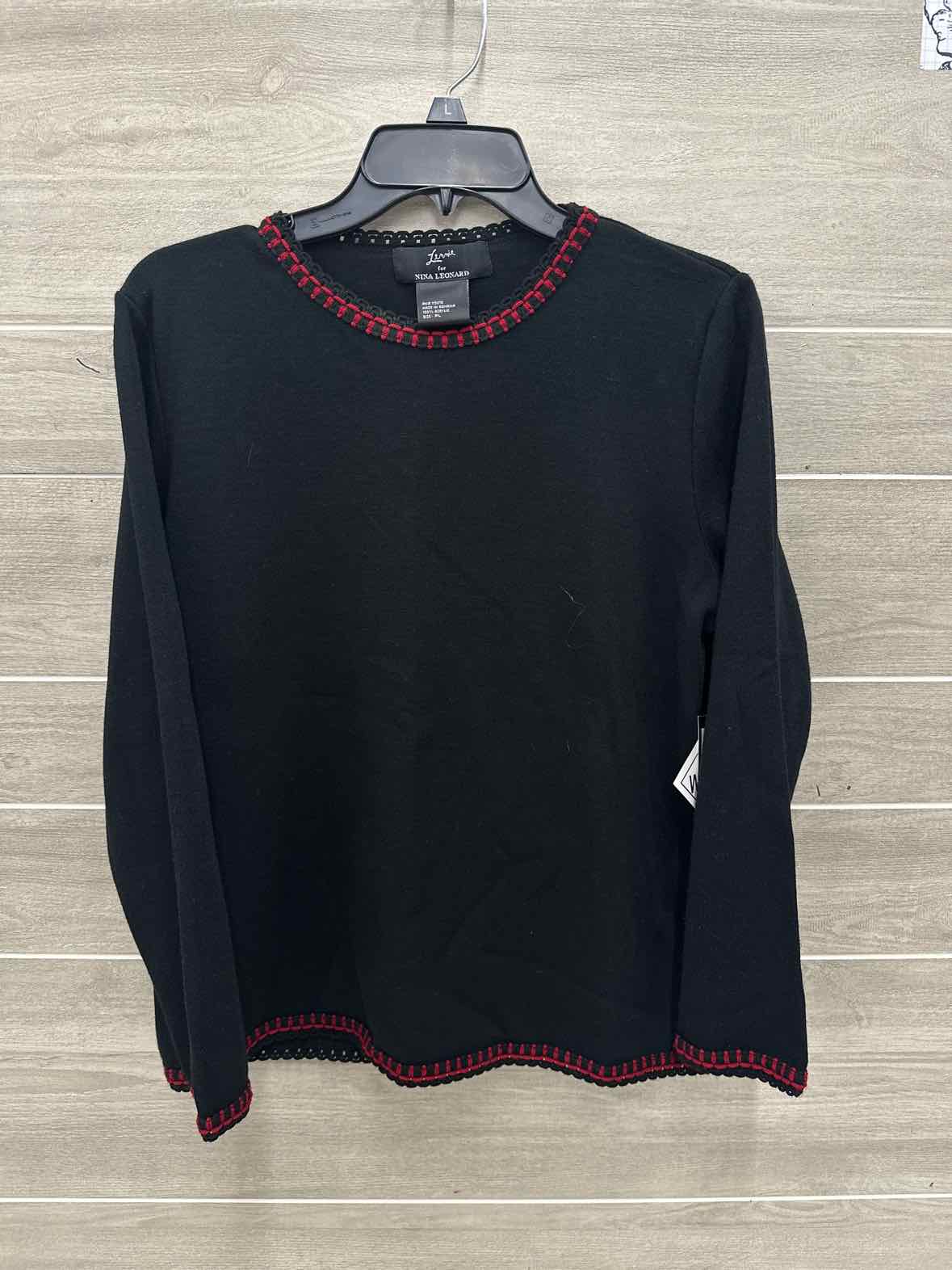 Nina Leonard Size L/P Black Petite Sweater