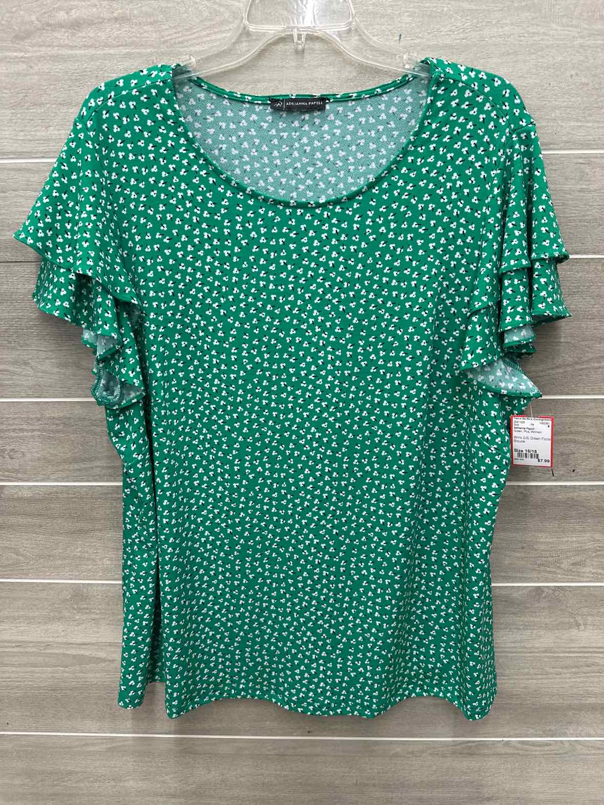 Adrianna Papell Size 16/18 Green Plus Shirt