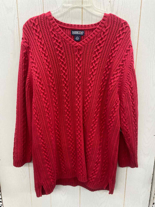 Lands End Red Womens Size 18 Sweater