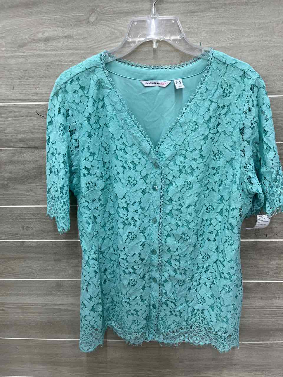 Isaac Mizrahi Size L/XL Green Womens Shirt