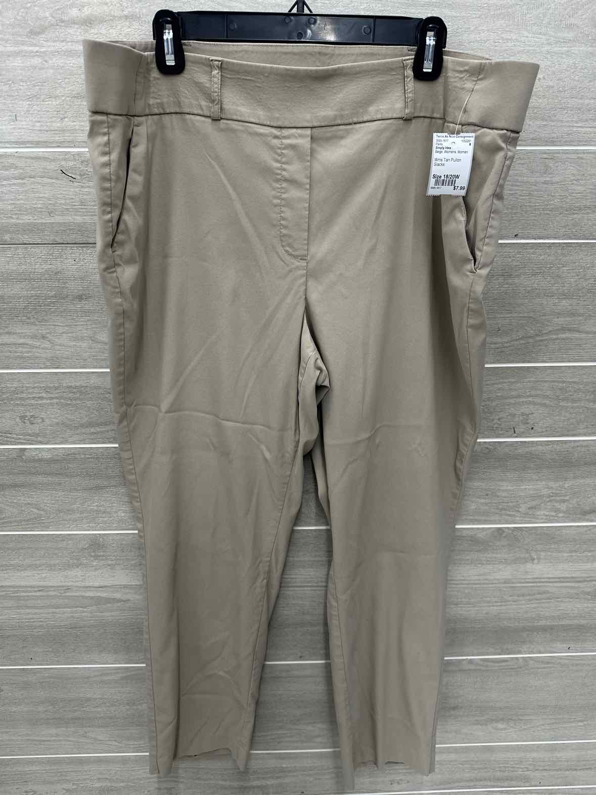 Simply Vera Size 18/20W Beige Womens Pants