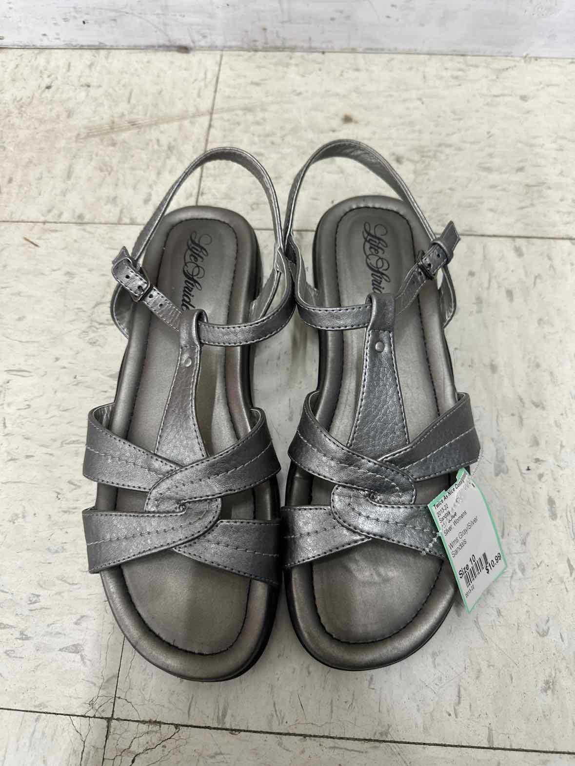 Life Stride Silver Womens Size 10 Sandals